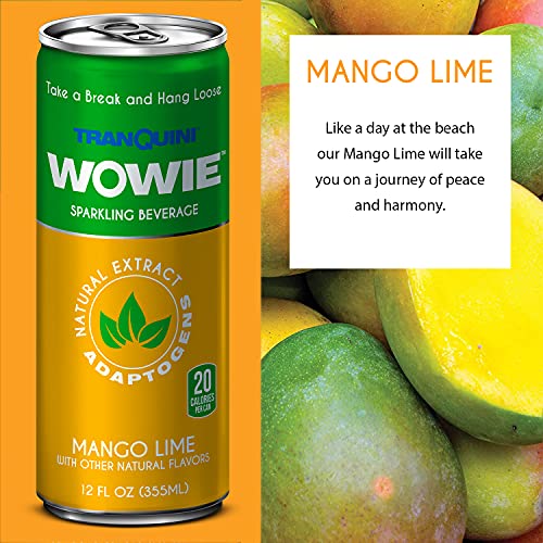 Wowie | Hemp Infused Calming Sparkling Beverage | All Natural, Low Calorie | Herbal Adaptogens Drink | Non Alcoholic | Variety Pack 12 Oz (Pack Of 4) #TOP2