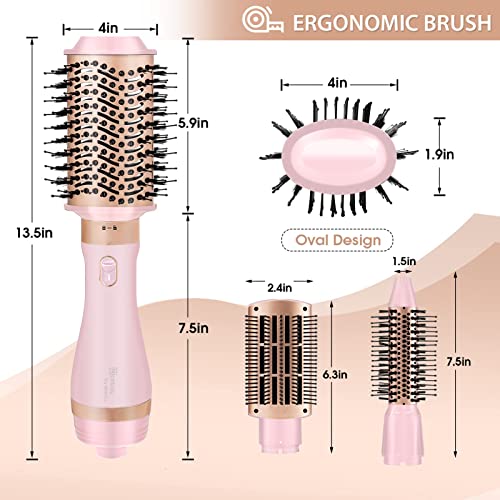 Nicebay Hair Dryer Brush, 4 In 1 Hot Air Brush, One-Step Blow Dryer Brush With Ceramic Coating, 3 Temperature Settings, Detachable Design #TOP5