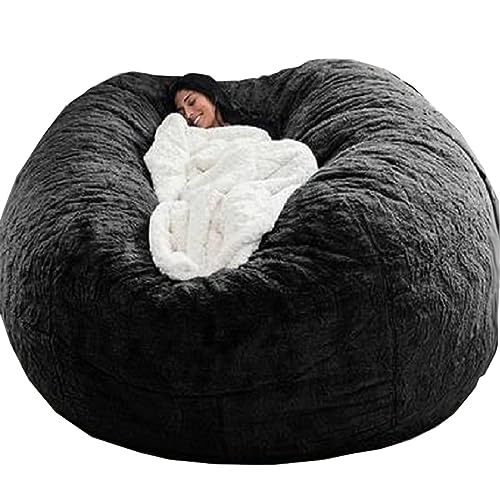 cjc 5/6/7FT Giant Bean Bag Sofa Living Room Chair Memory Microsuede Soft Protect Cover (5FT 135 * 65cm, Dark Grey)