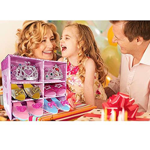 Wtor Princess Dress Up Shoes Toys 4 Pairs Girls Plastic Shoes And Jewelry Accessories Role Play Collection Shoe Set For Girls 3 4 5 6 7 8 Years Old #TOP6