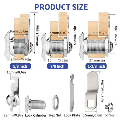 Thumb Operated Offset Cam Lock, 2-Pack 5/8 Inch Replacement Keyless Compartment Latch for Mounting in RV Compartment Camper Storage Door Cabinet Mailbox Drawer, Fits on 0.39\" (10mm) Max Door Thickness - Thumbnail 2