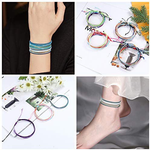 Cassieca 24 Pcs Vsco String Bracelets For Women Handmade Waterproof Coated Braided Rope Bracelets Set Summer Beach Anklets Adjustable Surfer Strand String Bracelets Anklets For Women Men #TOP2