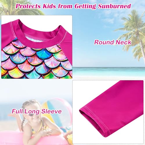 Image of TUONROAD Girls 2 Pieces Rash Guard Swimsuit Long Sleeve Tankini for 4-10 Years
