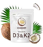 QVQ 300 Pcs 2 in 1 Vitamin D3 10000 iu Plus K2 (MK-7) 200 mcg Virgin Coconut Oil Softgels with Vi...