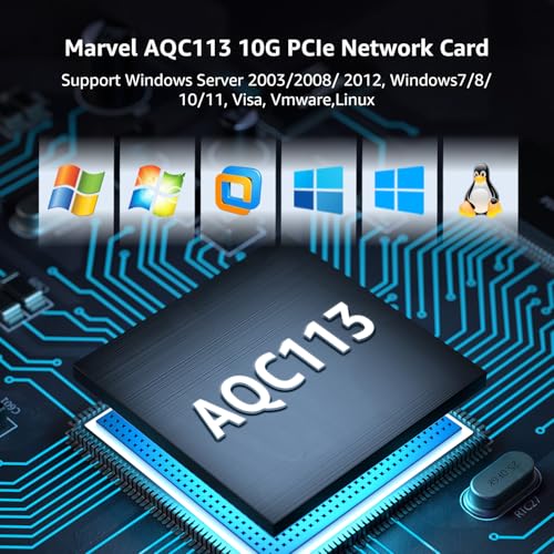 10G Base-T PCI-e Network Card, Marvell AQC113 Controller, NICGIGA 10Gb Ethernet Adapter Support WOL, 10Gbe RJ45 Port NIC Card, Windows10/11/Windows Server/Linux