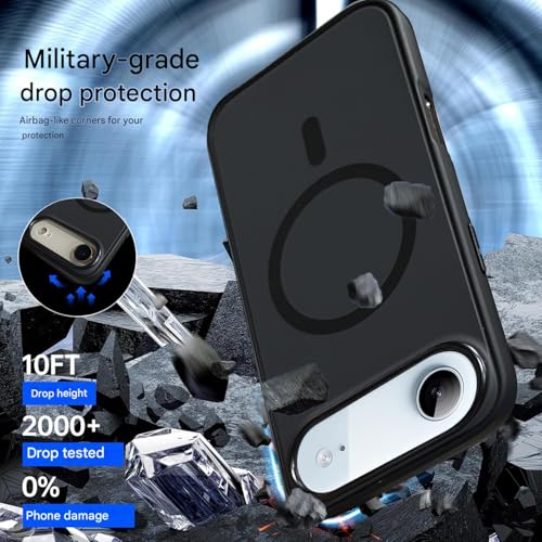Image of VONZEE Magnetic for iPhone 17 Air Case (2025)(Compatible with MagSafe)(Military Grade Drop Protection) Matte Shockproof with Anti-Fingerprint Phone Cover, 6.6''|Black