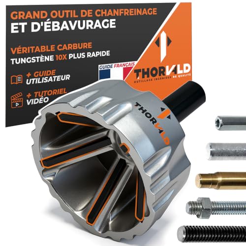 Image of THORVALD Big Deburring External Chamfer Tool with Tungsten Carbide Blade - Deburr Tool for All Thread, All Metal Rod, Pipe, PVC - 1/2" to 1-3/8" Diameter (12~35mm) - User Guide + Tutorial Video