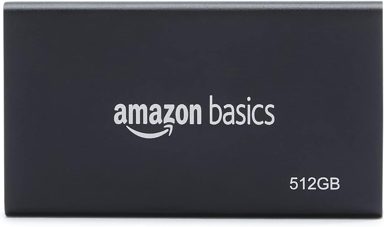 amazon basics Portable SSD 512GB, Upto 2000MB/s, External SSD, USB 3.2 Gen 2x2, USB-C