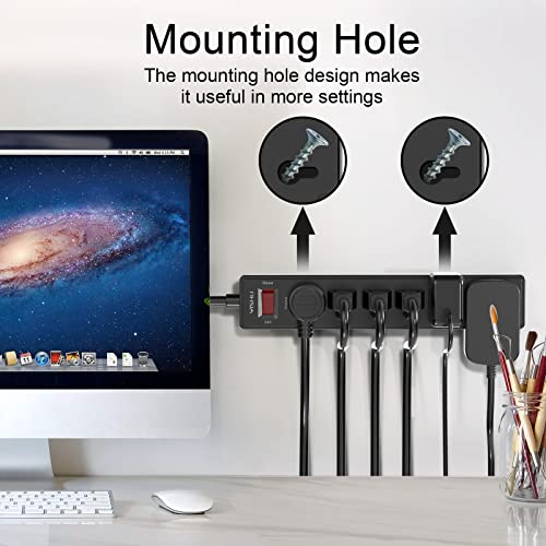 Image of Power Strip, YISHU Surge Protector with 6 Outlets and 6 Feet Extension Cord for Home, Office, Dorm Essentials, 1680 Joules, ETL Listed, Black