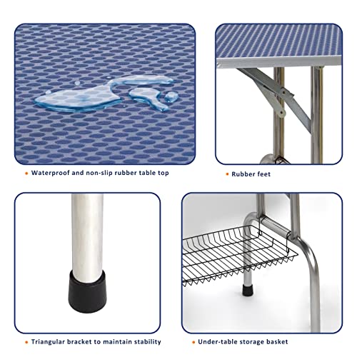 ROOMTEC 46" Dog Grooming Table,Foldable Home Pet Bathing Station with Adjustable Height Arm/Noose/Mesh Tray(Upgrade, Black) - Image 5