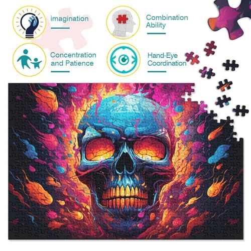 Mini puzzle de calavera de fuego contra el estrés: 1000 piezas de ajuste perfecto 3