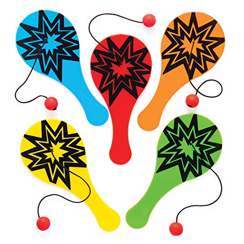 Baker Ross Mini-Paddleballschläger (5 Stück) – Paddleschläger und Ball – perfekt als kleine Party-Überraschung für Kinder
