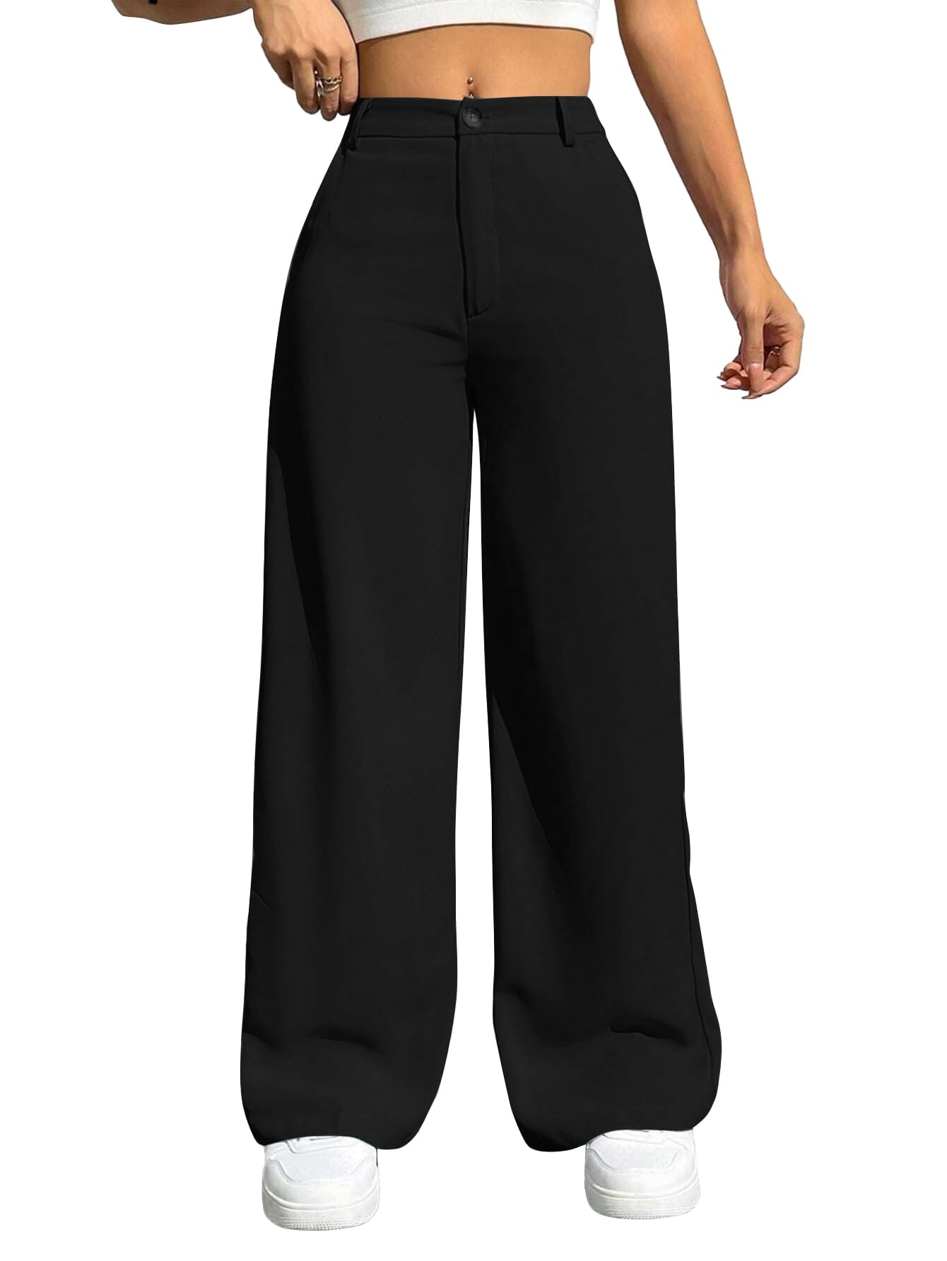 toochki Trousers for Women | Women's High-Waisted Pant | Trouser | Korean Style | Black | Bottom-picture-10