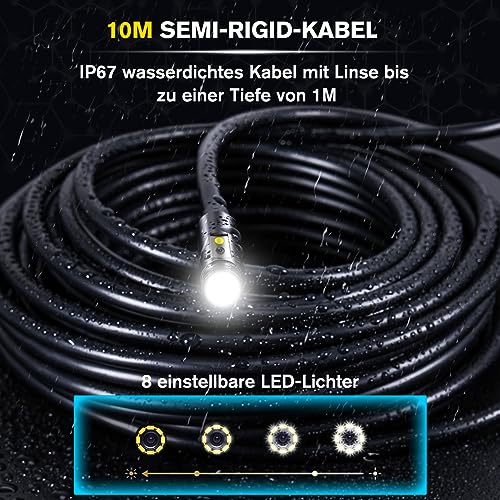 Maylatte Dual Lens Endoskopkamera 10m, 1080P HD Industrie Endoskop mit 8+1 Licht, Inspektionskamera...