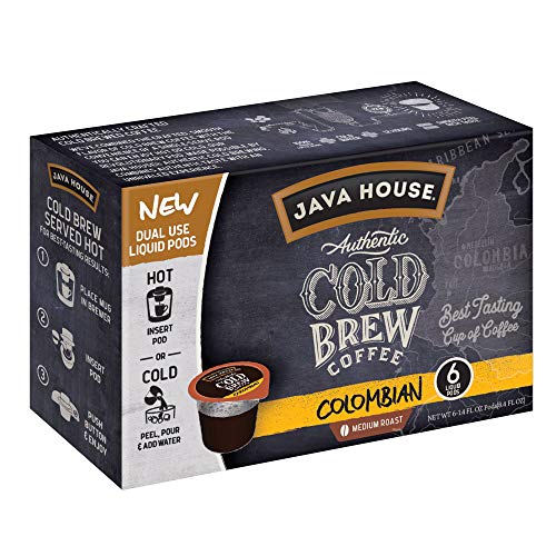 Java House Cold Brew Coffee, Colombian, Medium Roast, 6 Liquid Pods (Pack of 2)