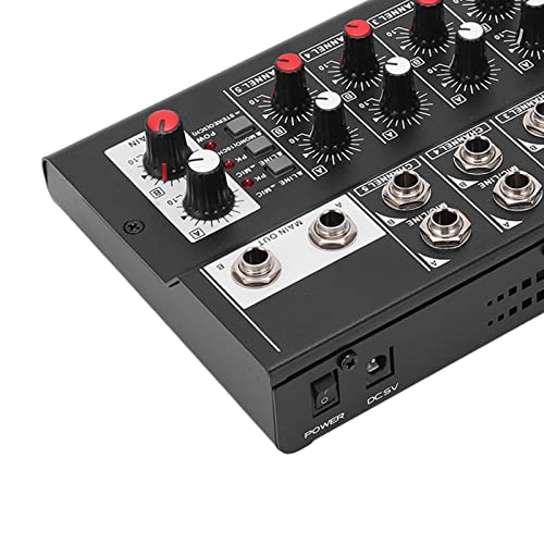 Audio Mixer 10-Kanal-Mischpult Mischpult mit 2 Hauptlautstärkereglern für Karaoke und Studioaufnahmen
