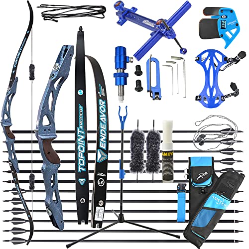 wolfman 18-44 Lbs Recurvebogen Set Erwachsene ILF Bogengriff Bogenschießen Bogen Pfeil Set Jagdbogen Recurve Bogen Rechtshändig für Outdoor Training Schießen Jagd (Spectraset, 66"/38Lbs)