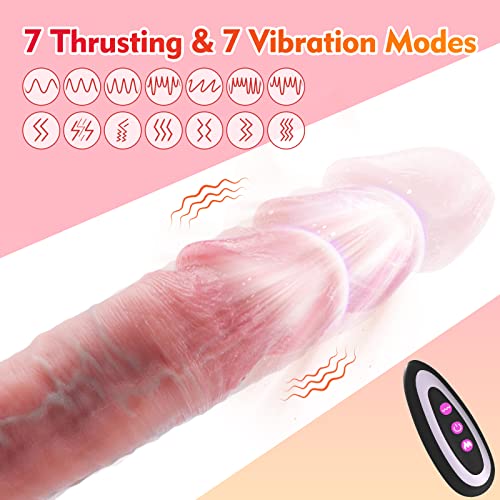 Thrusting Realistic Dildos Vibrator For Women, 8.7 Inch G Spot Vibrating Penis Dildo Stimulator Remote Contro Toy With 7 Telescopic & 7 Vibration & Heating, Adult Suction Cup Sex Toys For Women Couple #TOP2