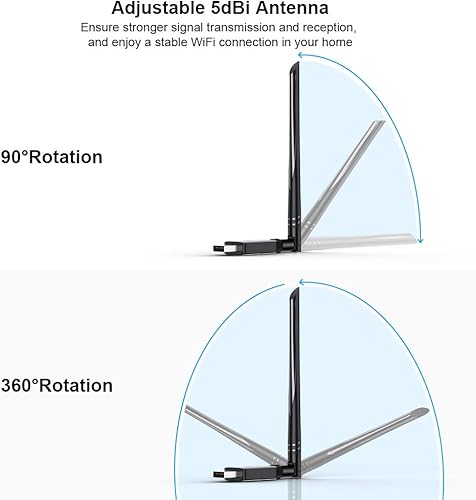 Miniatura 4 de QGOO Adaptador WiFi ac600 Mbps, adaptador USB inalámbrico 2.4 GHz5 GHz doble banda 802.11 ac red LAN tarjeta para computadora de escritorio portátil