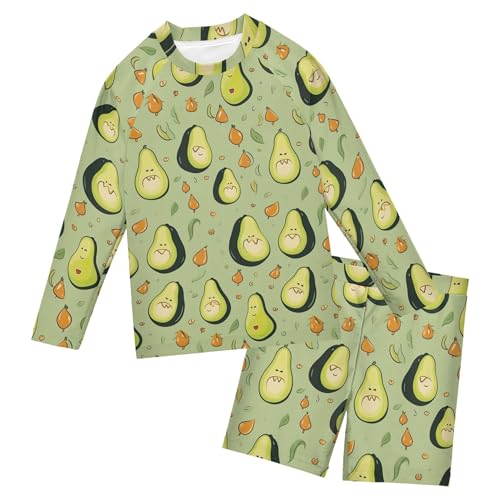 Avocado Fruit Baby Boys' Toddler Long Sleeved Rashguard Swim Bathing Suit Set B0403849