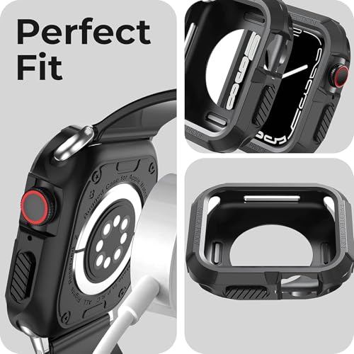 Image of Getsable Tough Armour Cover Case Compatible with Apple Watch Series 9|8|7 (45mm) | Series SE2|6|SE|5|4 (44mm), iwatch 45mm Bumper case - Black