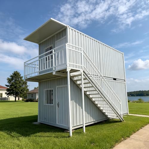 Expandable Container House 2-Story Foldable Prefabricated Home Portable Modern Living Space for Backyard Office, Tiny House, Vacation Cabin & Storehouse - Easy Setup & Customizable