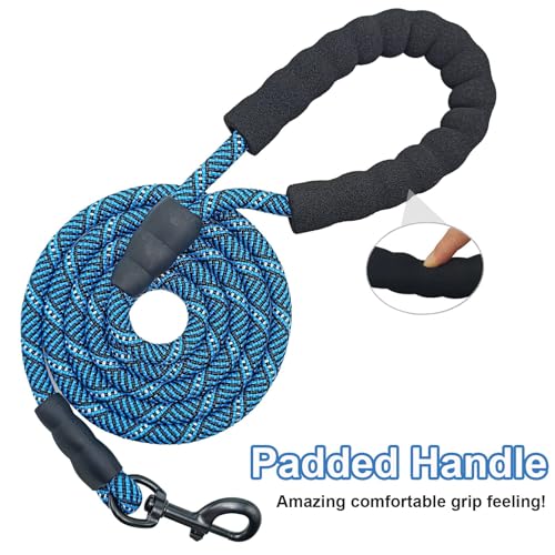 Image of MayPaw Heavy Duty Rope Dog Leash, 1 /2 inch x 6FT Nylon Pet Training Leash, Soft Padded Handle Thick Lead Leash for Large Medium Dogs (1 /2 inch 6ft, Blue)