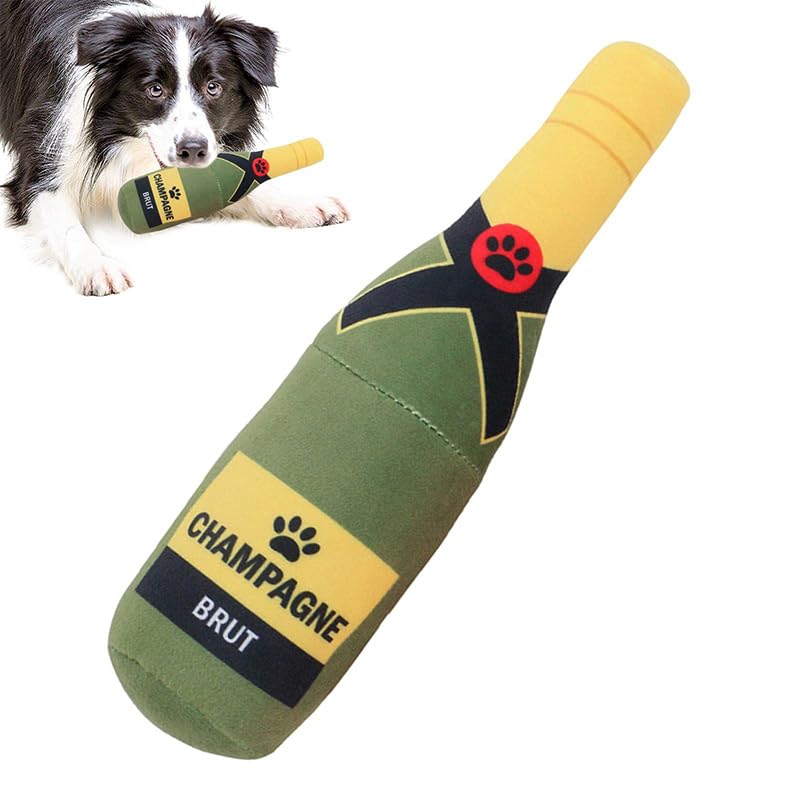 Plüsch Hundespielzeug Quietschendes Gefülltes Hundespielzeug, Plüsch Champagnerflasche 22cm, Hund Interaktives Spielzeug Quietschendes Haustierspielzeug für Hunde Welpen Kleine Mittlere Große Hunde