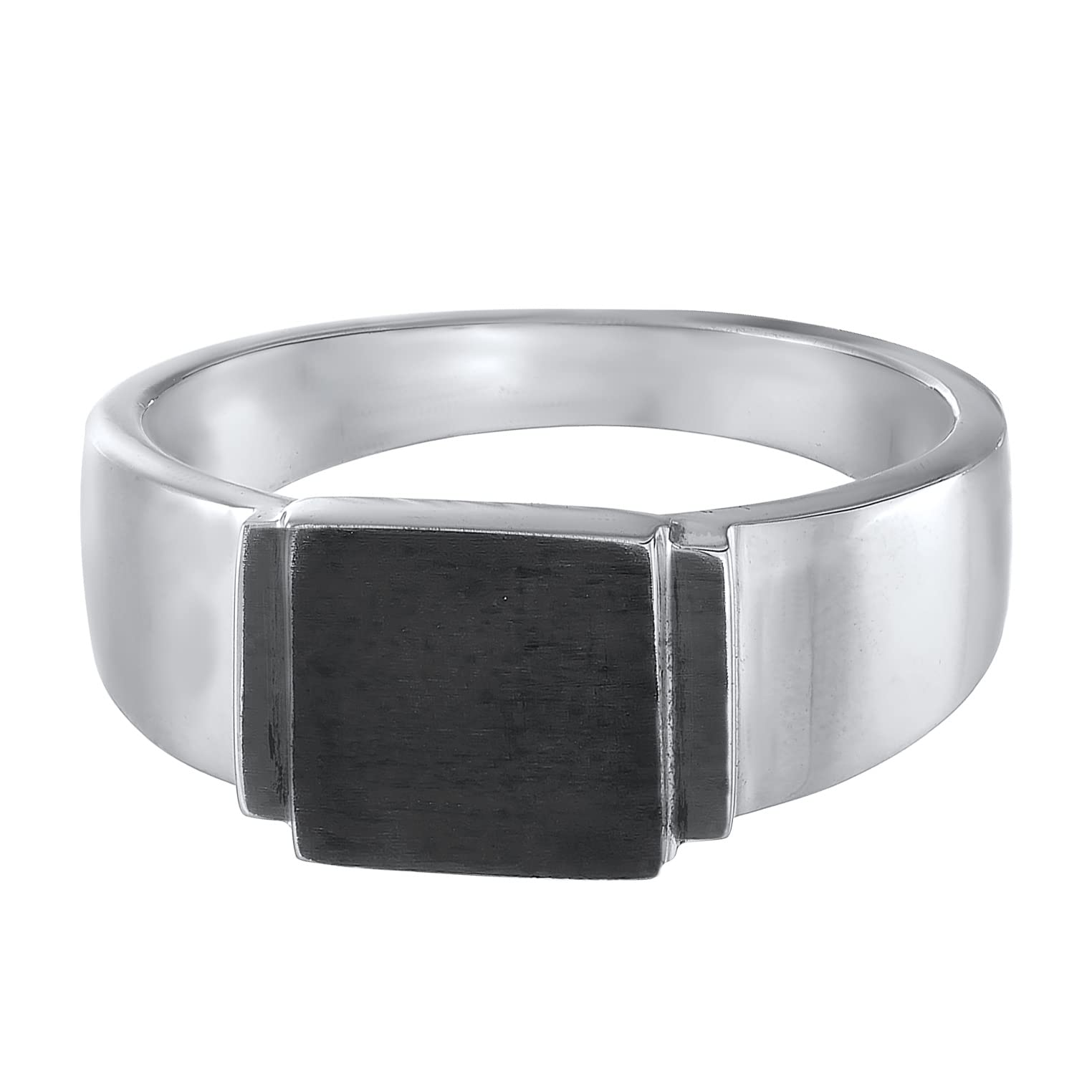 Kuzzoi Anillo de sello para hombre cuadrado mate oxidado en plata de ley 925 maciza, clásico anillo de plata para hombre (10 mm), anillo de banda para hombres en el tamaño del anillo 60-66, 0607311422