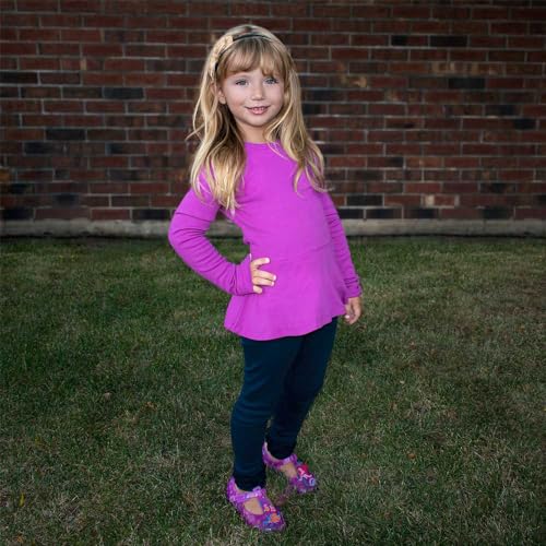 City Threads Big Girls' Cotton Long Sleeve Peplum Top Blouse Shirt for School, Parties or Play Perfect for Sensitive Skin and Sensory Friendly SPD, Forest Green, 123