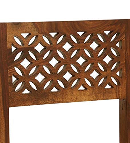 Image of Sheesham Wood CNC Dining Chairs Set Wooden Cushion Chairs for Study Room Living Room Home (Set of 2, Brown)