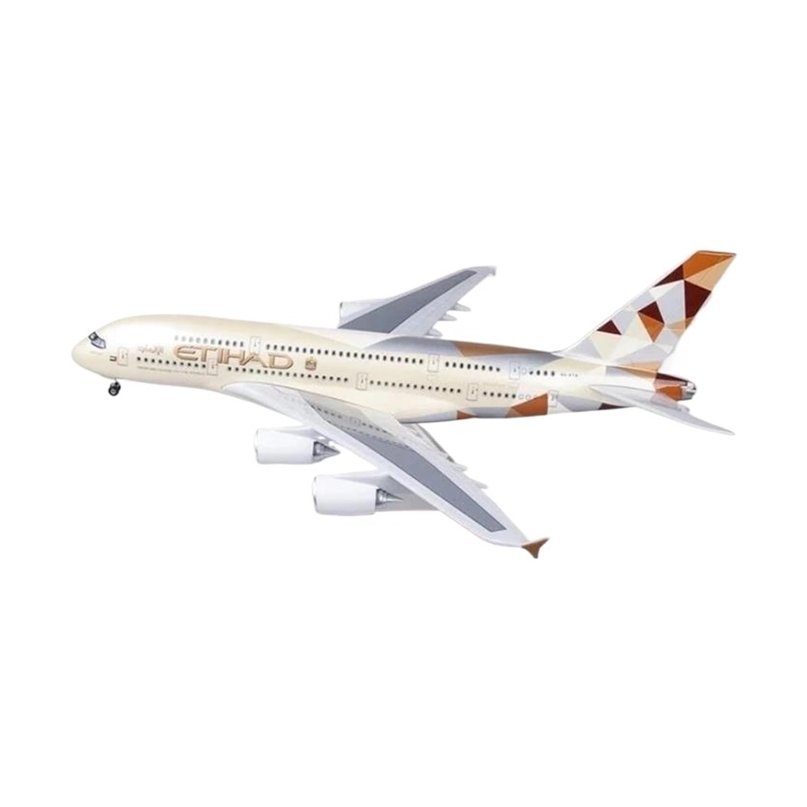 Odlewany metalowy samolot Airbus 1:160 do żywicy Model samolotu Etihad A380 Materiał żywiczny Model wystawowy Samoloty Statyczny wyświetlacz modelu Samoloty do zbierania i wystawiania (ze światłem)
