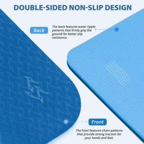 Yoga Mats, Sportneer 8Mm Tpe Eco Friendly Extra Thick Exercise Mat With Knee Pad, 72"L X 27"W X 1/3 Inch Large Pro Yoga Mat Non Slip For All Types Of Yoga, Pilates & Floor Workouts With Carrying Strap #TOP1