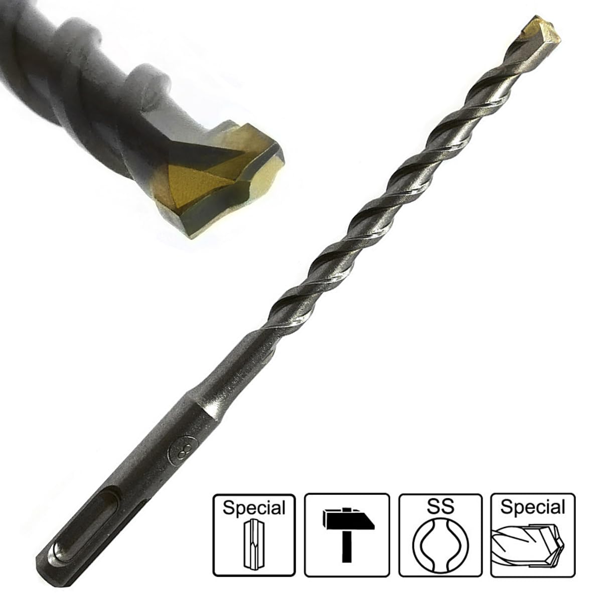 Punte Da Trapano SDS Plus 6mm X 160mm - 3 Pezzi, Per Pietra E Calcestruzzo