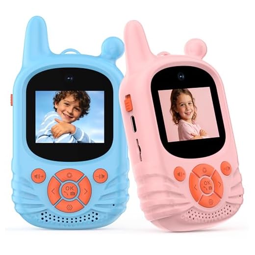 Walkie Talkies de video para niños, cámara HD dual, paquete de 2 juguetes recargables, walkie talkie recargable de 300 m de alcance para niños de 3 a 12 años, regalos para niños y niñas para