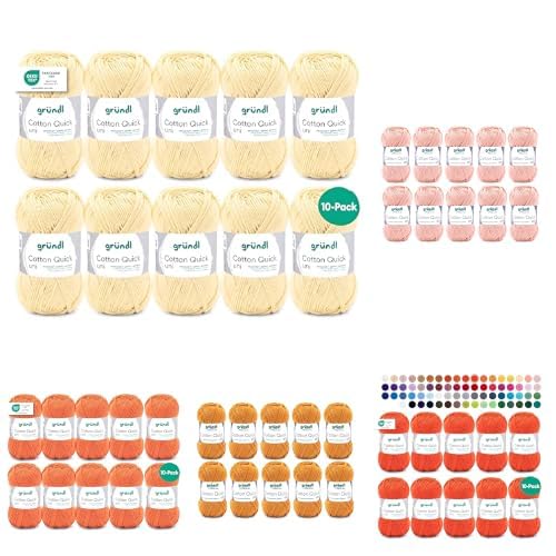 Gründl Wolle Cotton Quick uni Bundle - 5 Knäuel je 50 g, Senf