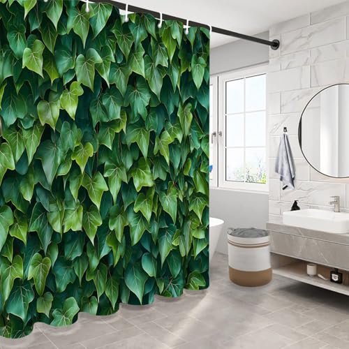 Rideau de douche feuilles de lierre en tissu polyester imperméable lavable 180x200 cm