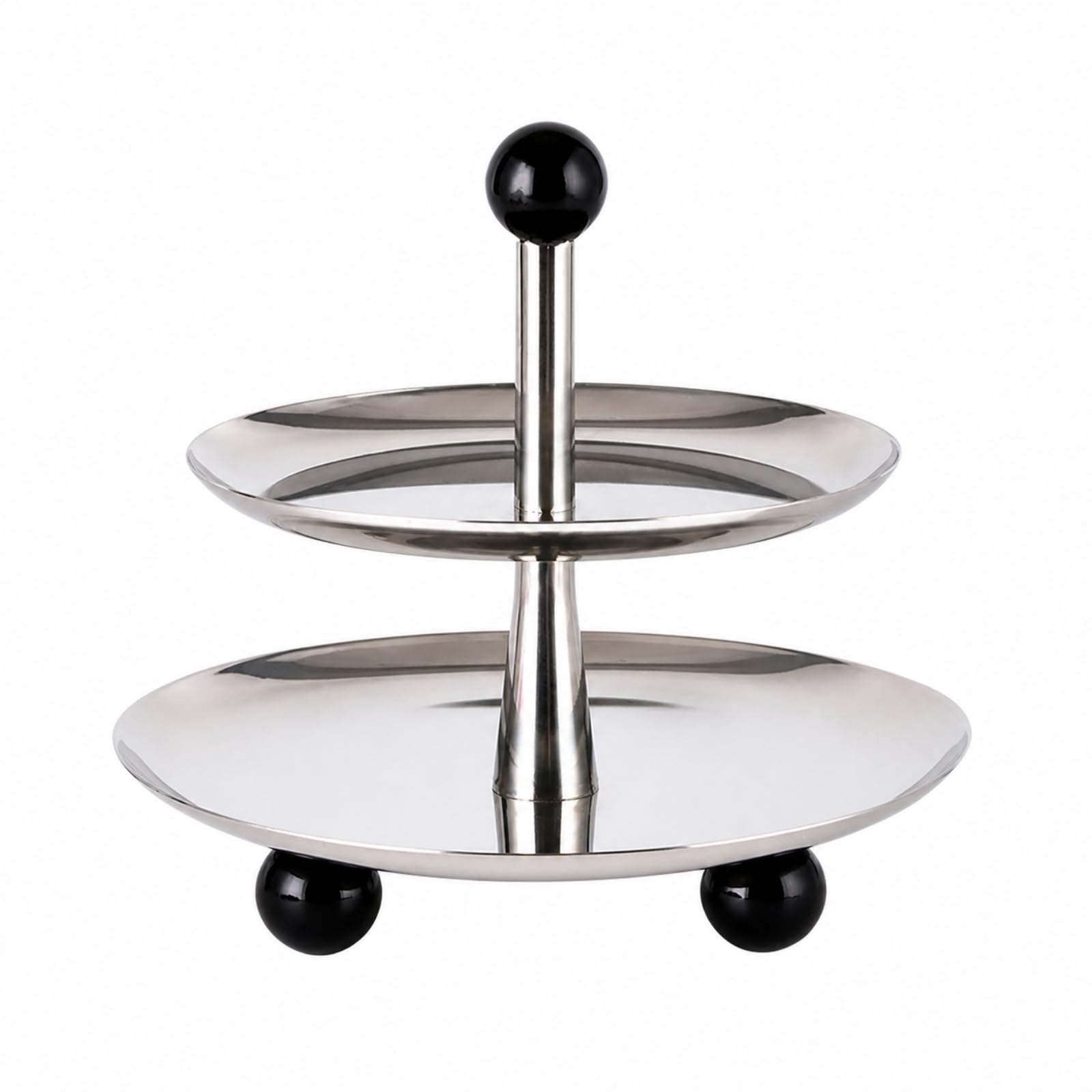 Expositor Frutas y Postres Metal Reflectante Estante Vertical con Dos Banjas Redondas Versátil para Buffet