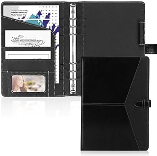 Toplive Leather A5 Binder,6 Round Ring Binder Planner Notebook Cover for A5 Filler Paper(Inner Paper Not Included),Black