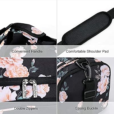 MOSISO Sports Duffel Peony Gym Bag with Shoe Compartment for Men/Women Dance Travel Weekender, Black