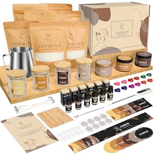 SUPMIND Premium Candle Making Kit for Adults, DIY Starter Candle Making Supplies with Soy Wax, Big 7oz Jars & Tins, 6 Pleasant Scents, Color Dyes & More – Perfect as Home Decorations