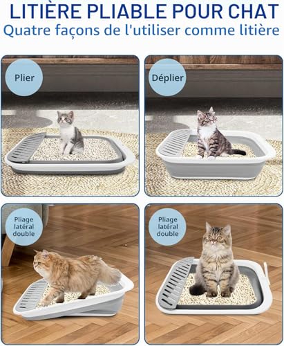 Bac à litière chat âgé avec entrée basse anti-projections