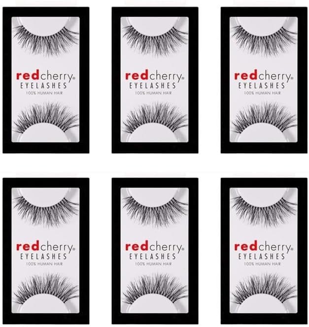 Red Cherry False Eyelashes #217 Black Human Hair - 6 Pairs