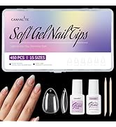 Canvalite Short Almond Fake Nails, Short Basic Gel Nail Tips For Diy Full Cover - 450PCS Most For...