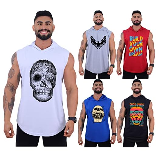 Kit 5 Regatas Machão Com Touca Longline Masculina MXD Conceito Cores Lisas Academia Treino Musculação Casual Camisetas (G, Opção 09)
