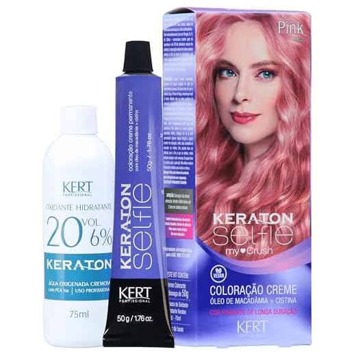 KERT Coloração Permanente Em Creme Para Cabelos Com Cistina E Óleo De Macadâmia Selfie My Crush 50G Keraton Pink/Rosa