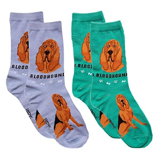 Foozys Unisex Fun Crazy Crew Socks 2 Pairs | Canine Dog Collection | Bloodhound