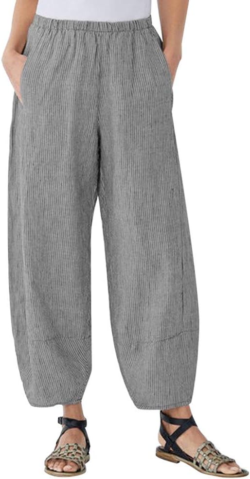 Pantalones de lino de algodón para mujer, cintura elástica y pierna ancha  Palazzo a rayas, pantalones de yoga Y2k Trou : Amazon.com.mx: Ropa, Zapatos  y Accesorios