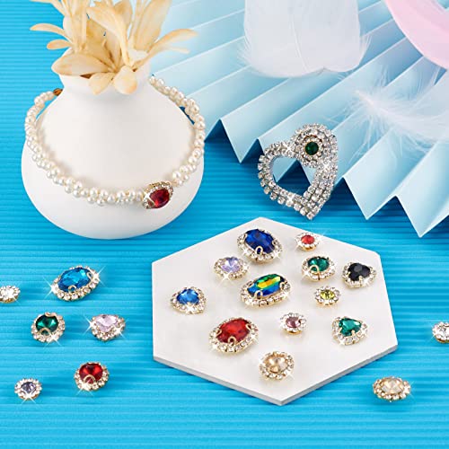 PandaHall 160pcs Sew on Rhinestone Faceted Crystal Glass Claw Rhinestone Heart Round Oval Gems for DIY Dress Clothes Shoes Bag Decorations - Image 2