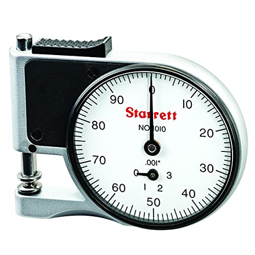 Starrett Dial Indicator Pocket Thickness Gage With Chrome Plated Case For Materials Up To 3/8" Thick - 0-.375" Range, 0-100 Dial Reading, .001" Graduations - 1010Z #TOP1